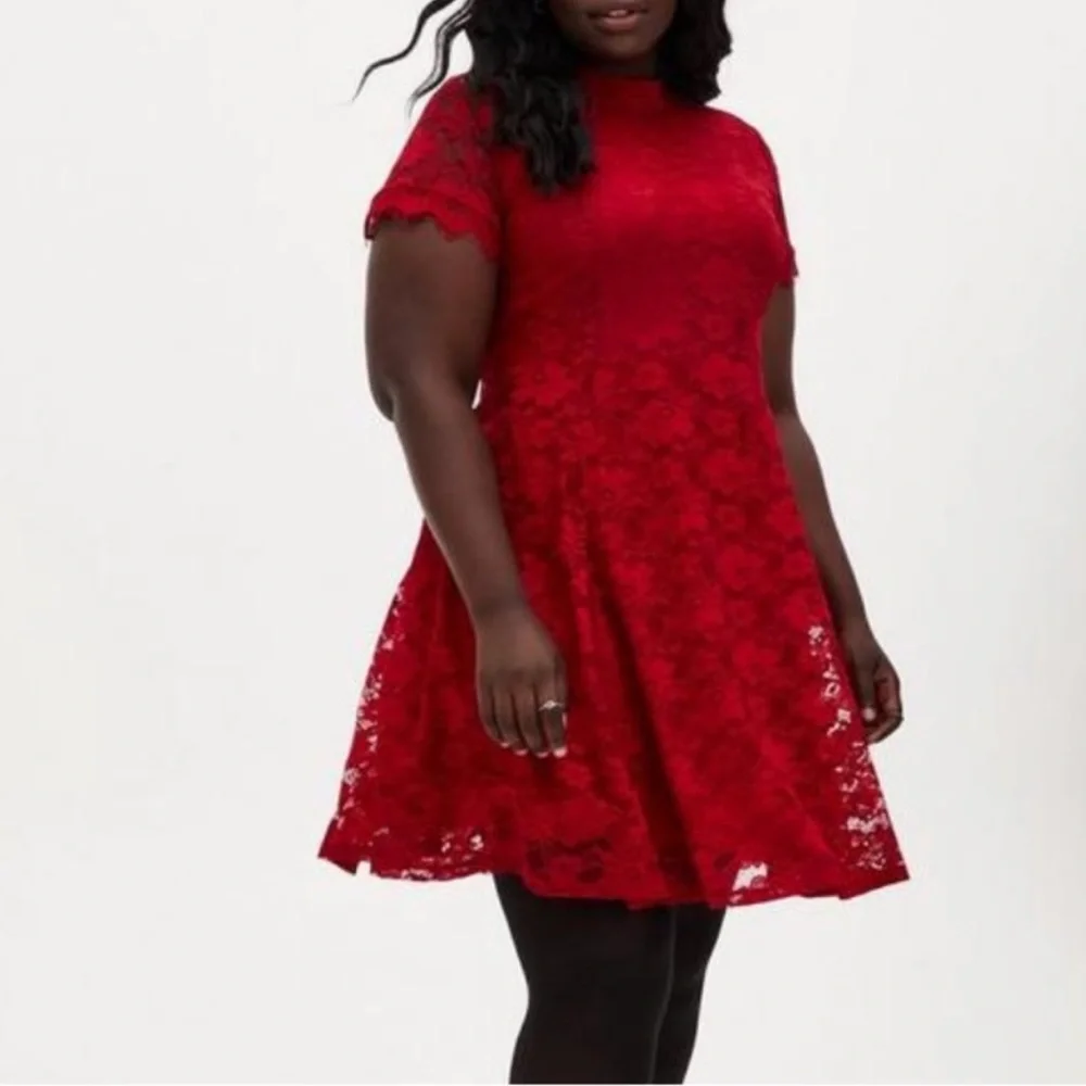 Torrid Mini Lace High Neck Skater Dress - Picture 12 of 16